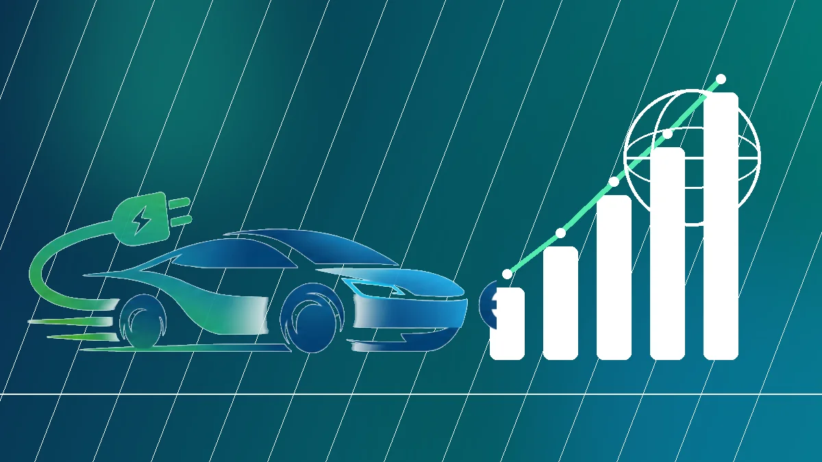 Elektrikli otomobil haberciliğinde veri kullanımını temsil eden grafik ve küre illüstrasyonu
